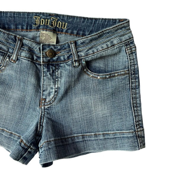 Jou Jou Size 7/8 Jean Shorts with rhinestones and embroidered pockets - Picture 5 of 10